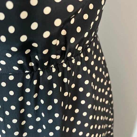 J.Crew Woman’s Black Polka Dot Blouson Silk Sleeveless Dress- Size 0 - Picture 5 of 9